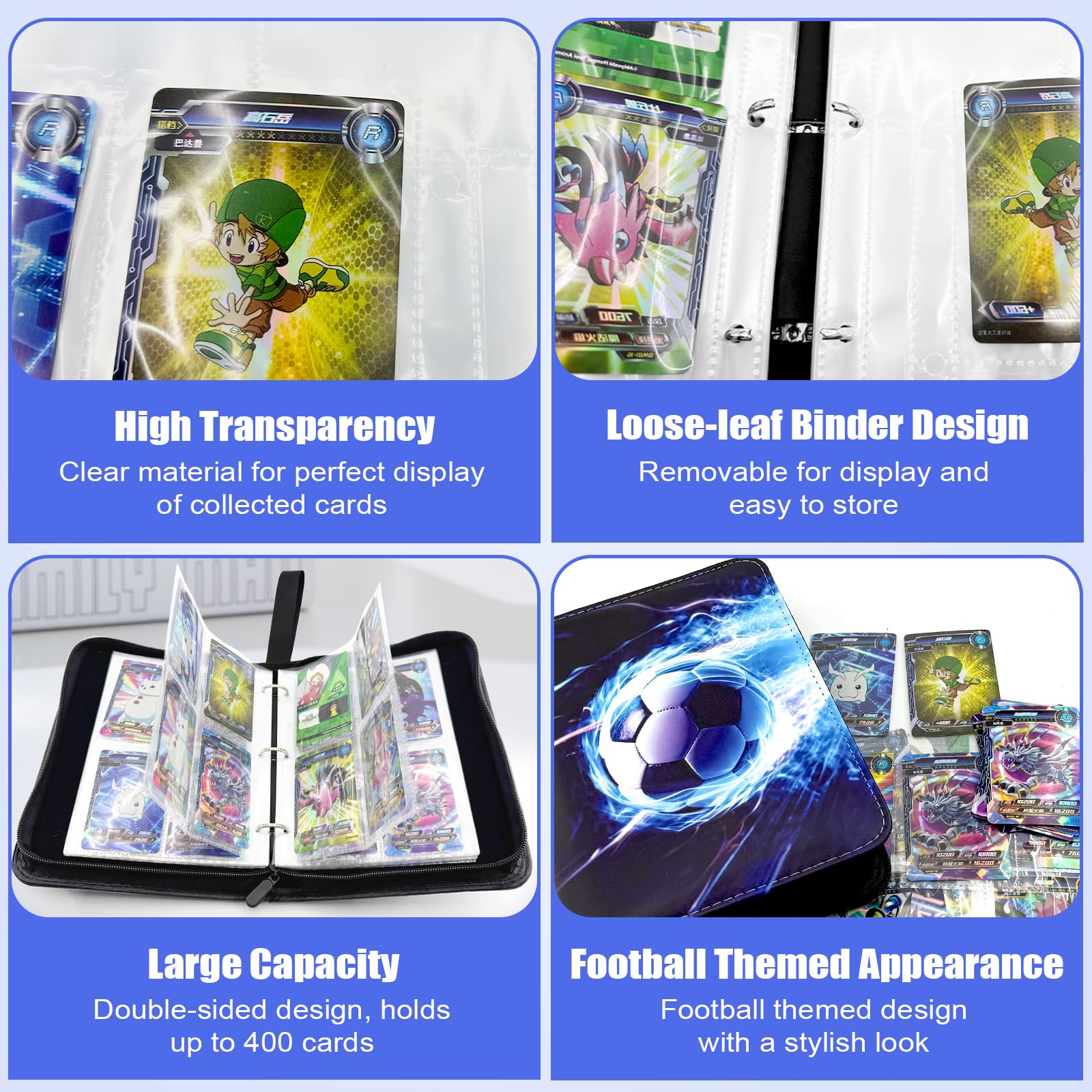 Football Card Holder PU Waterproof,Card Collection Folder for 400 Cards - Image 4