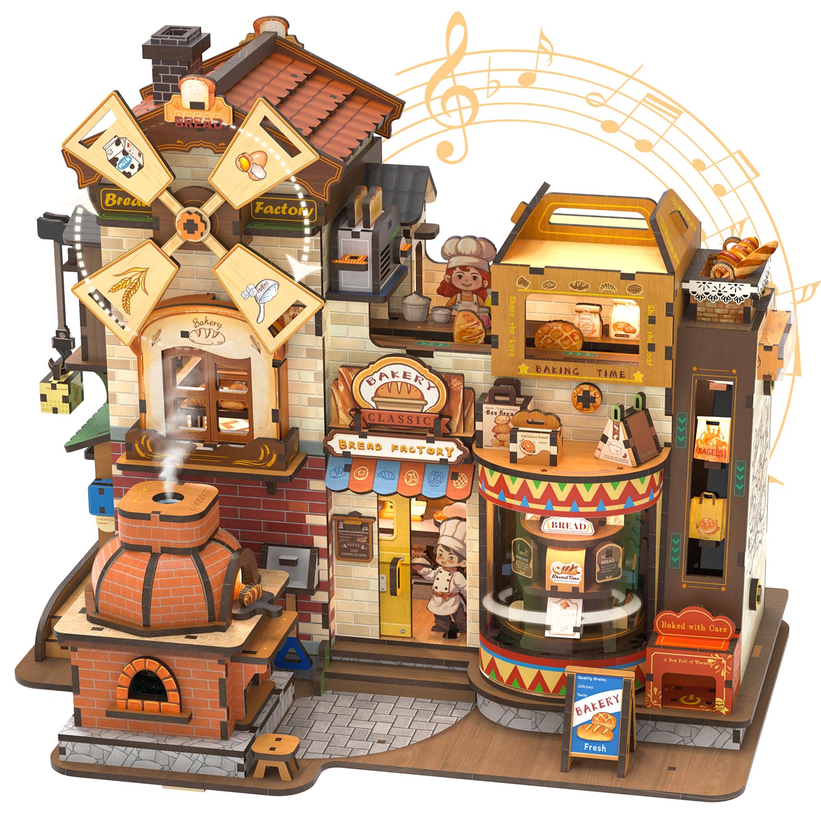 CUTEBEE Bread Factory Book Nook Kit assembled view