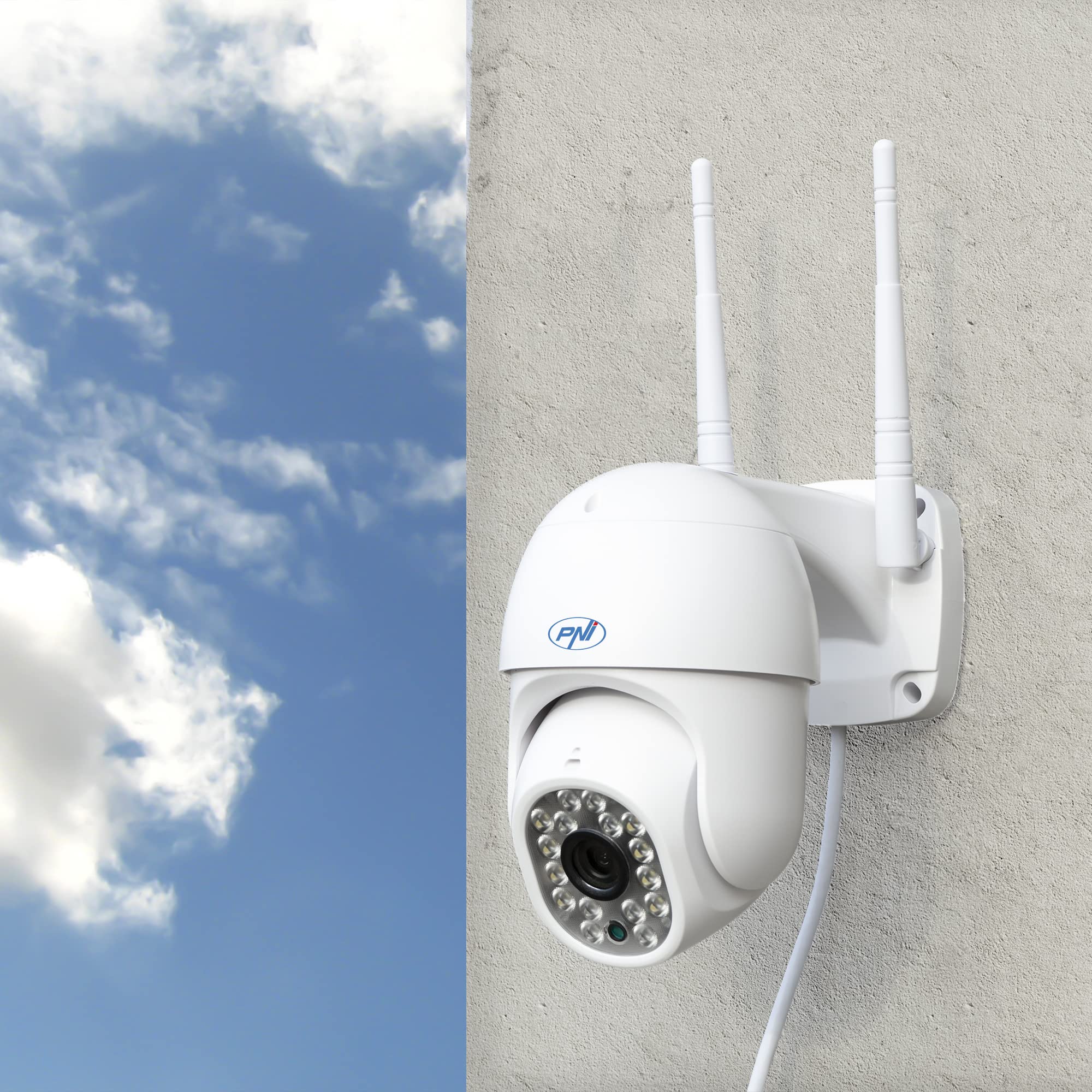 PNI Zestaw 2 bezprzewodowych kamer do monitoringu wideo IP440 WiFi PTZ, 4 MP, zoom cyfrowy, gniazdo micro SD, samodzielna, alarm wykrywania ruchu, śledzenie ruchu