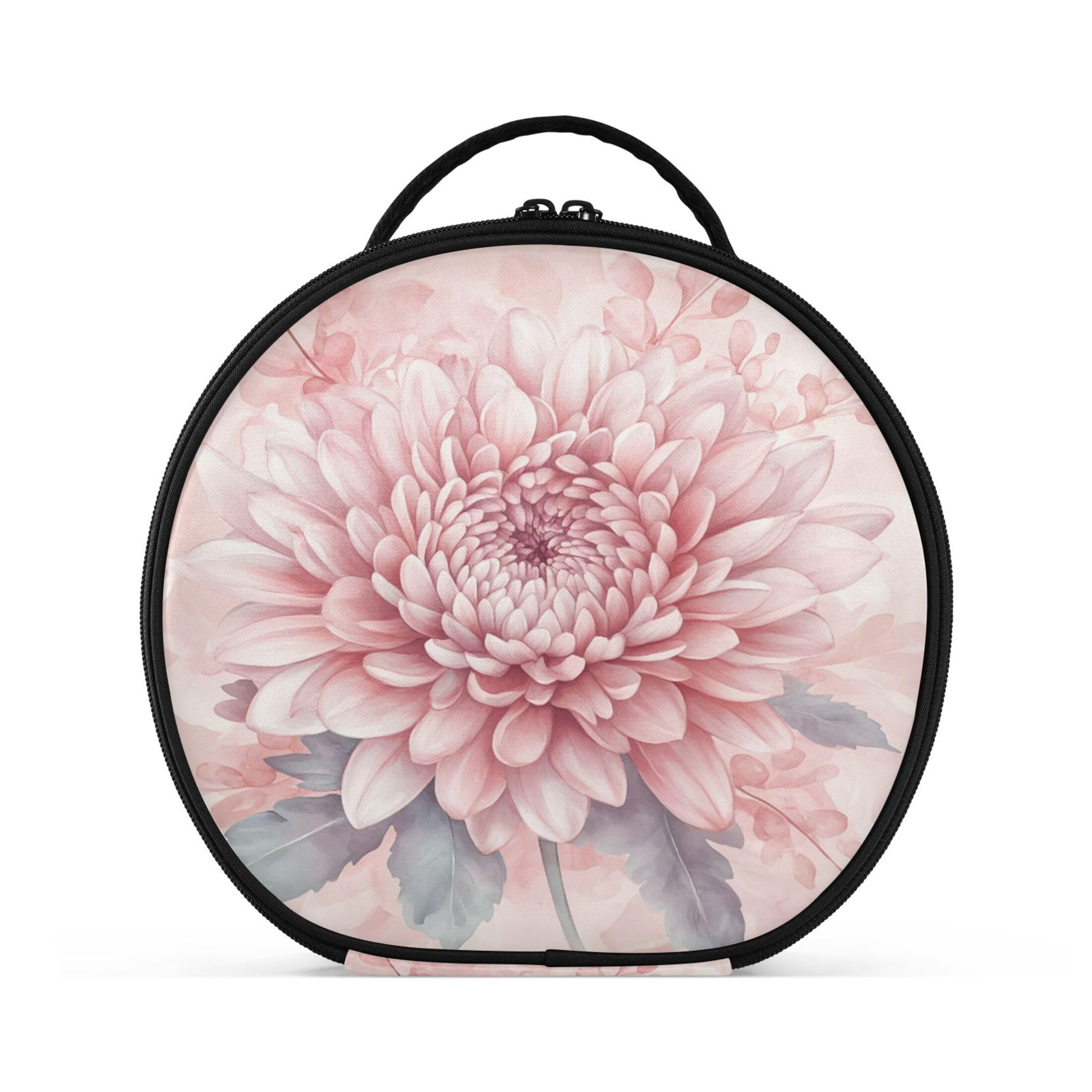 Takiito Pink Flower Travel Makeup Case Portable Makeup Box Artist Cosmetic Case Organizer With Adjustable Dividers