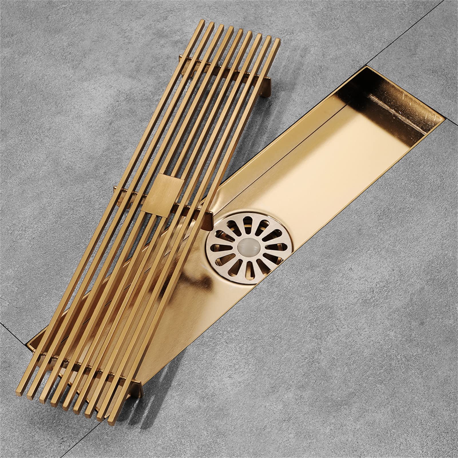 Desagüe de ducha lineal de acero inoxidable 304 cepillado con filtro de pelo, drenaje de suelo para ducha, baño y cocina, fácil instalación, resistente al óxido, diseño moderno