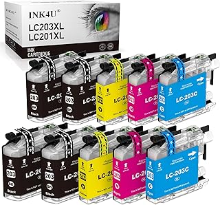 LC203XL LC201XL Ink Cartridges Brothers Printer Replacement for Brother LC203 LC201 LC-203 LC-201 to Use with MFC-J480DW MFC-J485DW MFC-J4420DW MFC-J4620DW MFC-J885DW Printer (4B/2C/2M/2Y, 10 Packs)