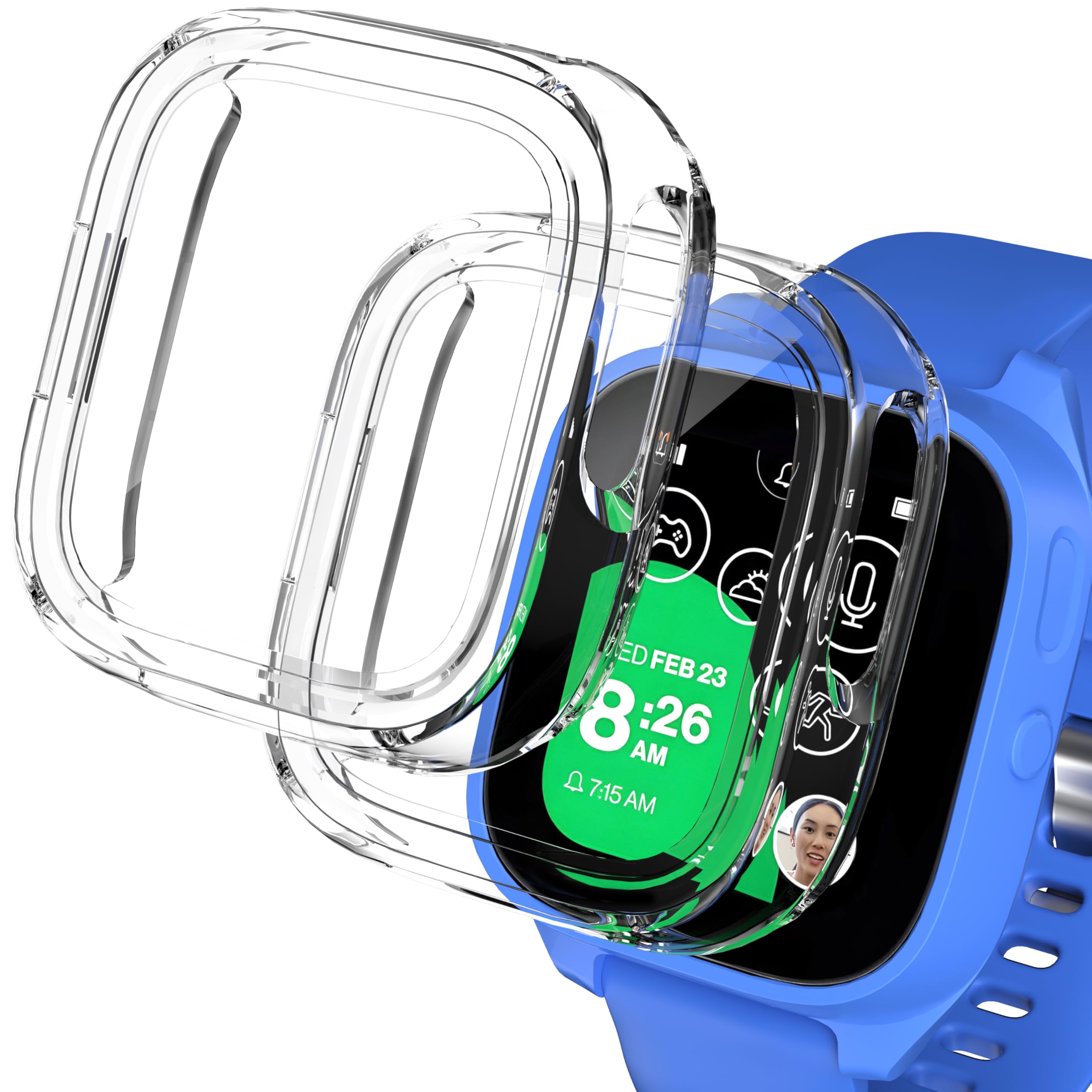 Photo 1 of [2 Pack] Case Compatible for Gizmo Watch 3 Adventure Screen Protector for Kids, Hard PC Overall Protective Bumper Tempered Glass Cover Accessories for Verizon Gizmo Watch 3 Adventure,Clear+Clear