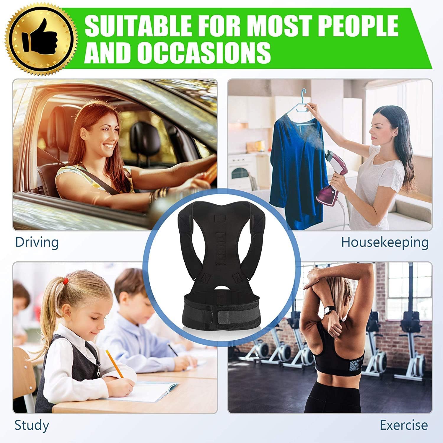 Posture Corrector for Men and Women | Discreet Under Clothes Comfortable and Effective Clavicle Brace for Neck Shoulder Back Pain Relief Fully Adjustable Spinal Brace for Slouching