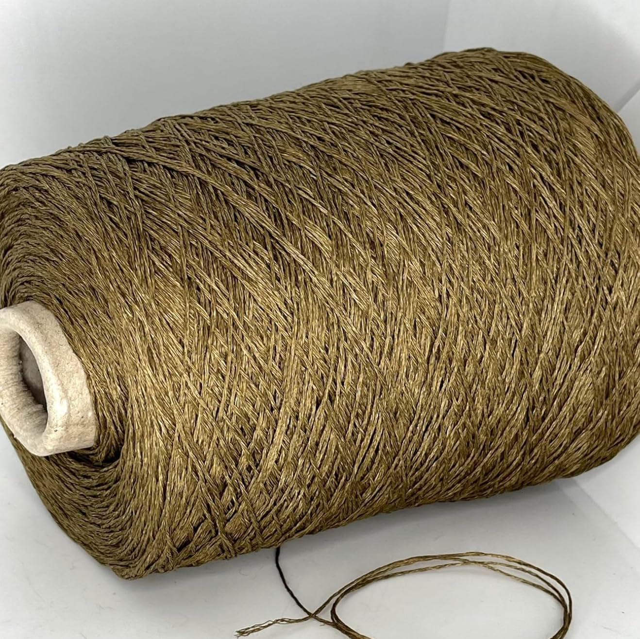 100% Linen Cone Yarn - 1 Sock Fingering Weight - Italian Made Yarn for Hand or Machine Knitting, Crochet & DIY Crafts (Khaki Brown, 400g/14oz - 1720m/1880yds)