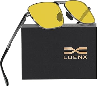 LUENX Rectangular Polarized Aviator Sunglasses for Men Square Retro Shades Driving UV400 Protection