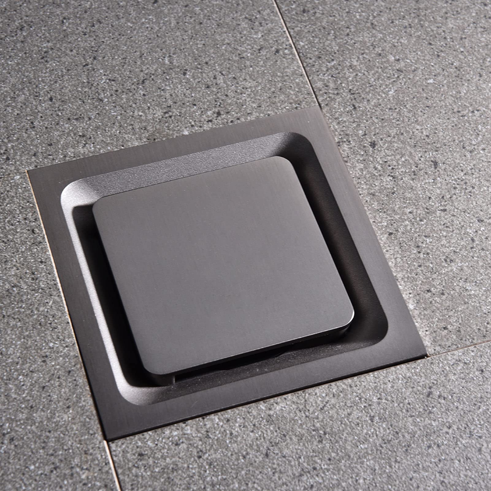 Scarico doccia 10 * 10 cm, scarico doccia quadrato con griglia rimovibile, filtro per capelli, scarico a pavimento in acciaio inossidabile anti intasamento, copertura scarico doccia,Gun gray