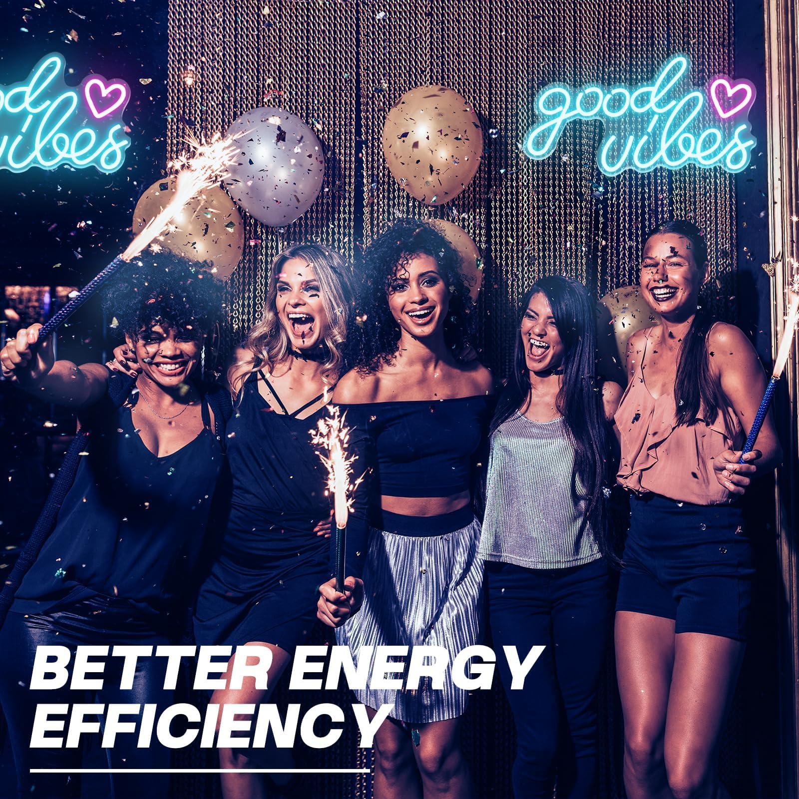 Good Vibes Neon Light Sign,Insegna Al Neon Led Personalizzata, Neon Signs for Wall Decor,alimentato Tramite USB,con Interruttore Regolabile,design A Doppia Catena,Bar,Matrimoni,Feste,Compleanni