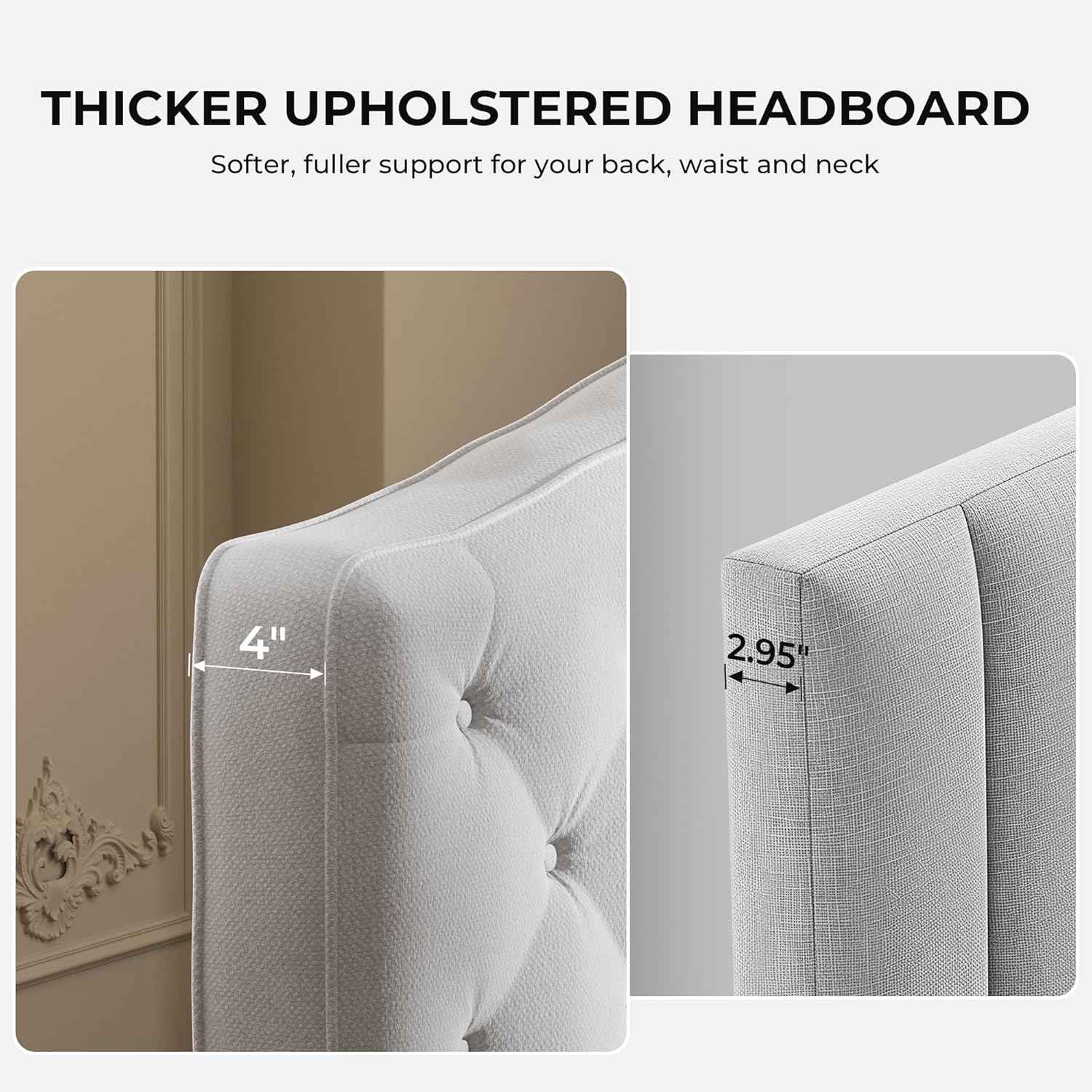 King Headboard Only, Modern Tufted Headboard King Size, 4" Thickened High-Density Sponge, Luxury Chenille Fabric, Easy Assembly (Beige)