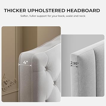 HOMRELEXA King Headboard Only, Modern Tufted Headboard King Size, 4 Thickened High-Density Sponge, Luxury Chenille Fabric, Easy Assembly (Beige)