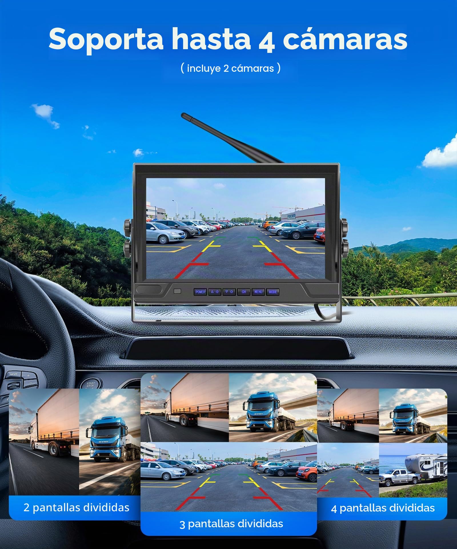 Hodozzy 2 Cámaras de Visión Trasera Inalámbricas Digitales con Monitor IPS de 9 Pulgadas,Cámara de visión Trasera Resistente al Agua IP68,Visión Nocturna por IR,Cámara DVR 720P para Camión/RV