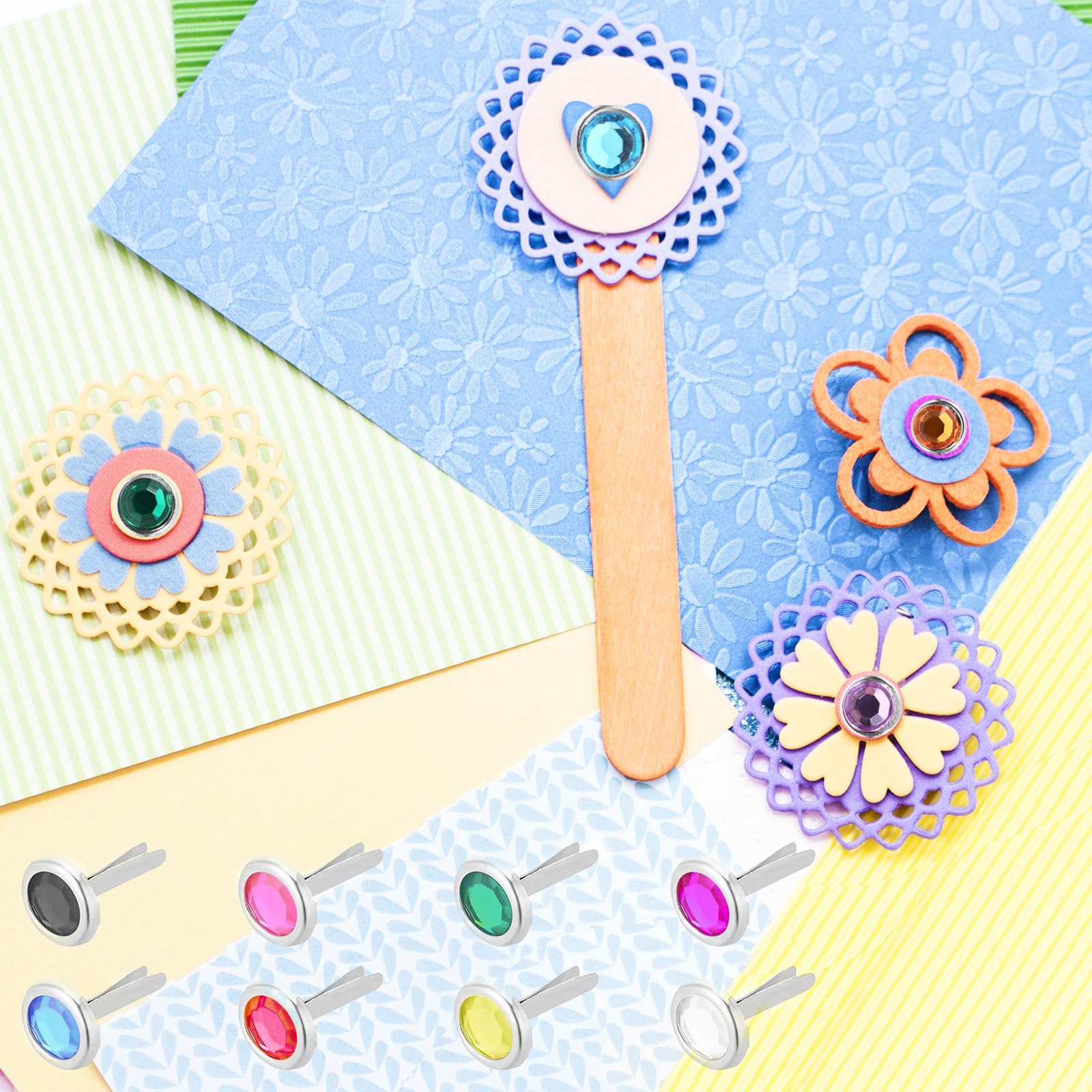 100 Fermagli Per Carta A Forma Di Fiore - Per Scrapbooking, Fai Da Te, Decorazioni - Foto 7