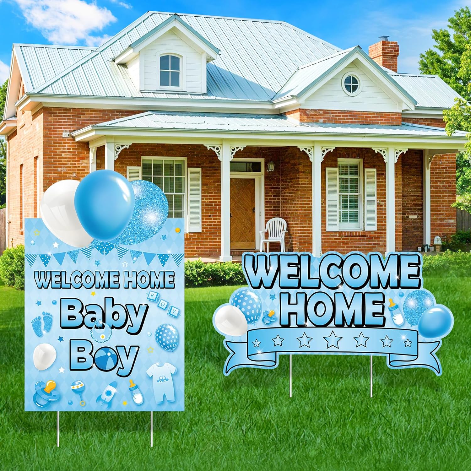 2PCS Welcome Home Baby Girl Yard Sign Decorations, Pink Baby Shower Yard Signs with Stakes It’s a Girl Lawn Sign for Welcome Newborn Gender Reveal Party Yard Garden Outdoor Decor