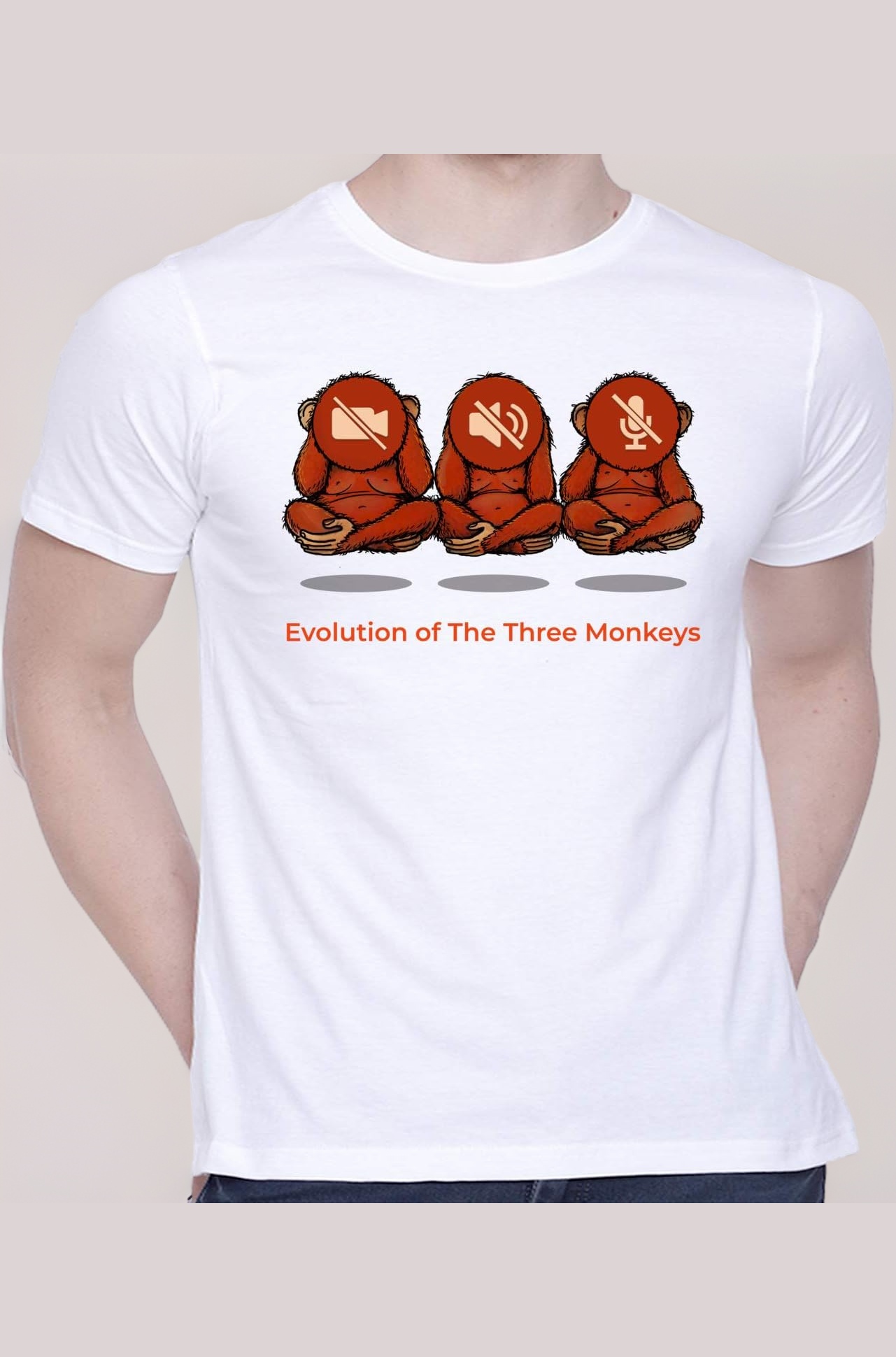 CreativiT Graphic Printed T-Shirt for Unisex Monkey Evolution Tshirt | Casual Half Sleeve Round Neck T-Shirt | 100% Cotton | D00884-73