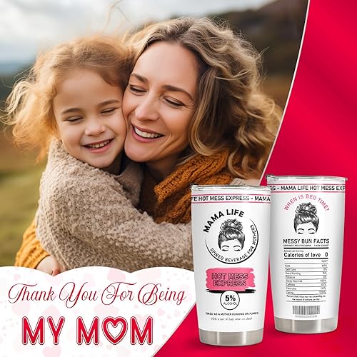 Miniatura 10 de 34HD Regalos para mamá, vaso con tapa de acero inoxidable de 20 onzas, taza de café para mamá, taza de café para mamá, regalos de conciencia sobre