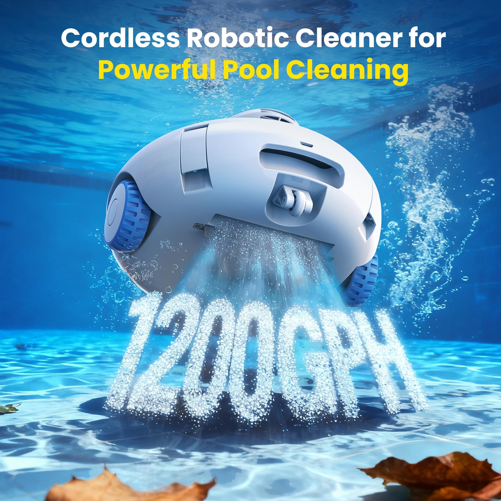 [2026 Novità] Aspiratore robotico per piscina per piscine piatte sopra e sotterranee | Autonomia 120 minuti, potente aspirazione, leggero, auto-parcheggio, robot aspirapolvere per piscine piatte fino a 1140 mq