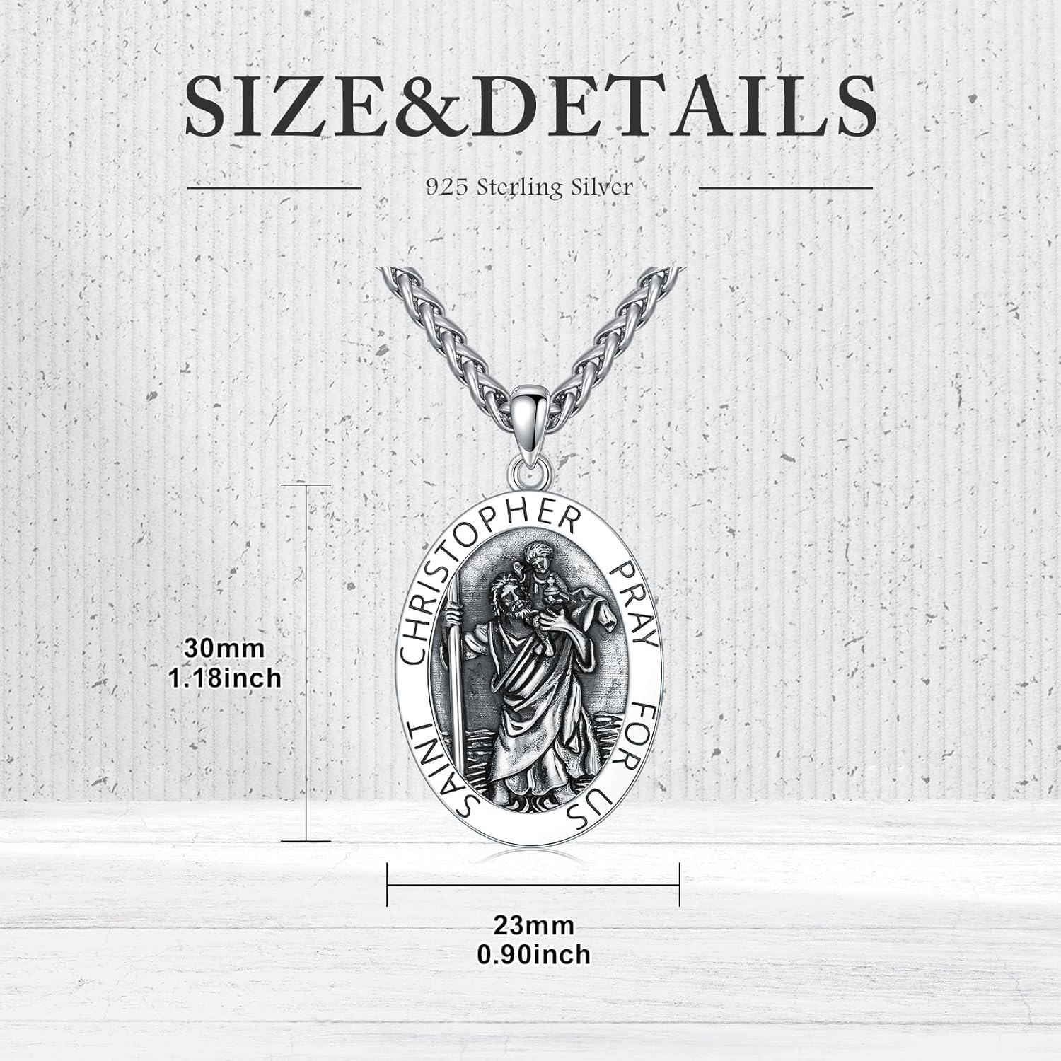 Saint Christopher Necklace for Men 925 Sterling Silver Patron Amulet Medal Jewelry for Men Women - Image 6