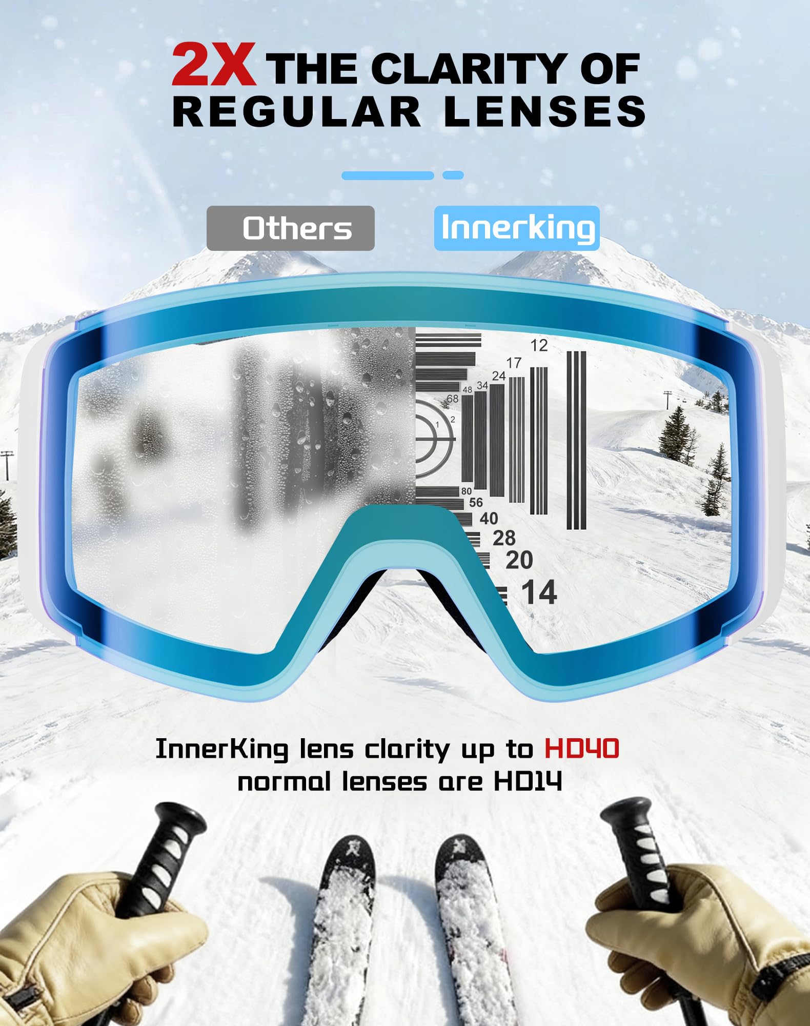 WUVB6015 - Gafas de esquí aprobadas por SGS, para nieve, snowboard, invierno, antiniebla, para adultos, jóvenes, hombres y mujeres