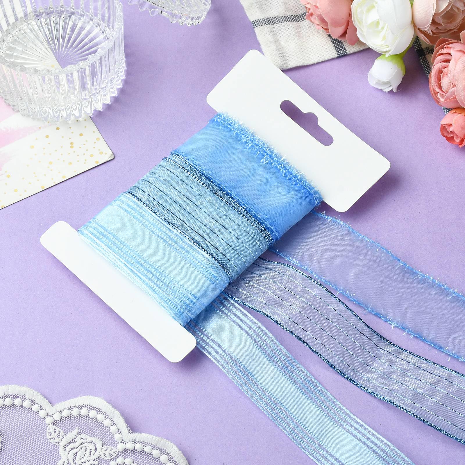 Nastro In Chiffon Blu Reale - 3 Stili, Larghezza 25 Mm, 9 Metri Totali, Per Regali, Matrimoni, Decorazioni Fai-da-te