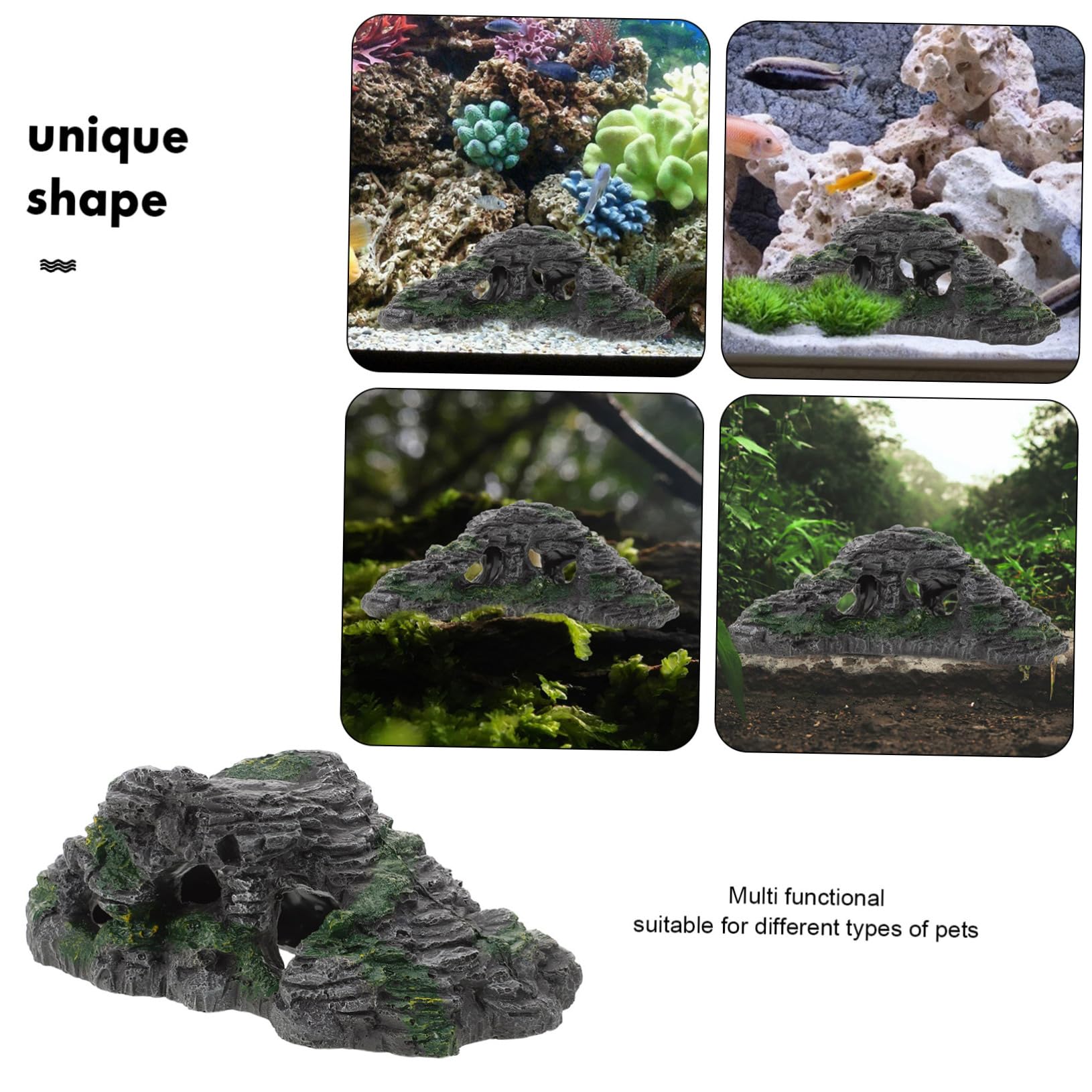 VANZACK 4pezzi Piattaforma di Basking per Tartarughe Decorativa di Roccia per Acquari e Terrari Accessori per Rettili e Piccoli Animali Facile da Installare e Ottimo per Esercizio