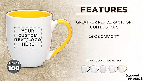 Miniatura 2 de Juego de 10 tazas de café grandes estilo bistro personalizadas de 16 onzas, paquete a granel personalizado, perfectas para café, té, expreso, cacao