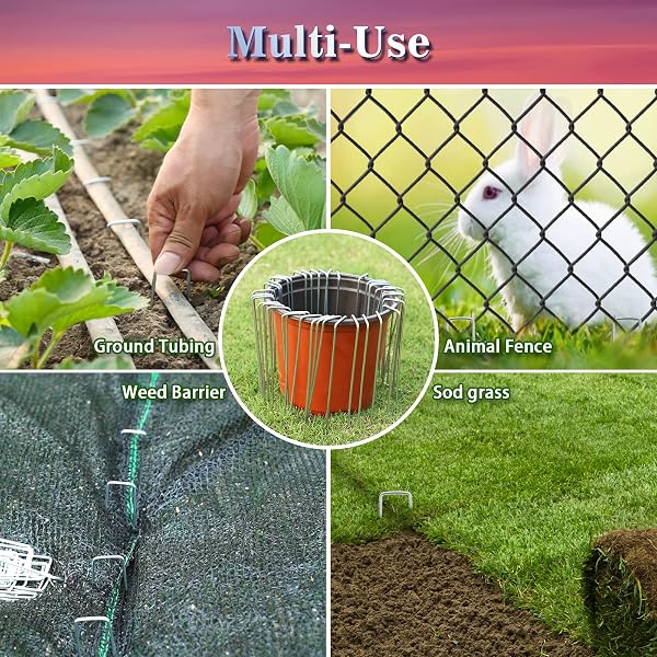 Gtongoko 50 Pack 4 Inch Galvanized Landscape Staples Garden Stakes Plant Cover Stakes 11 Gauge Tent Stakes Ground Stake for Landscaping Securing Weed Barrier Fabric, Christmas Decorations 4 Inch 50 - 4