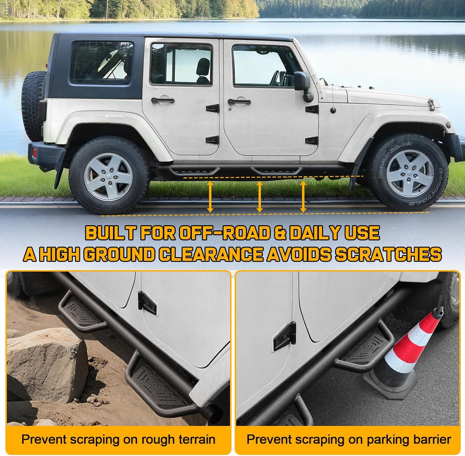 BINARY STAR 5.5 Inch Running Boards Vehicle Compatible with 2018-2026 Jeep Wrangler JL 4 Door, JL One-Piece Design Side Steps Rails, Black Drop Down Nerf Bars Step Bars Made with Carbon Steel.