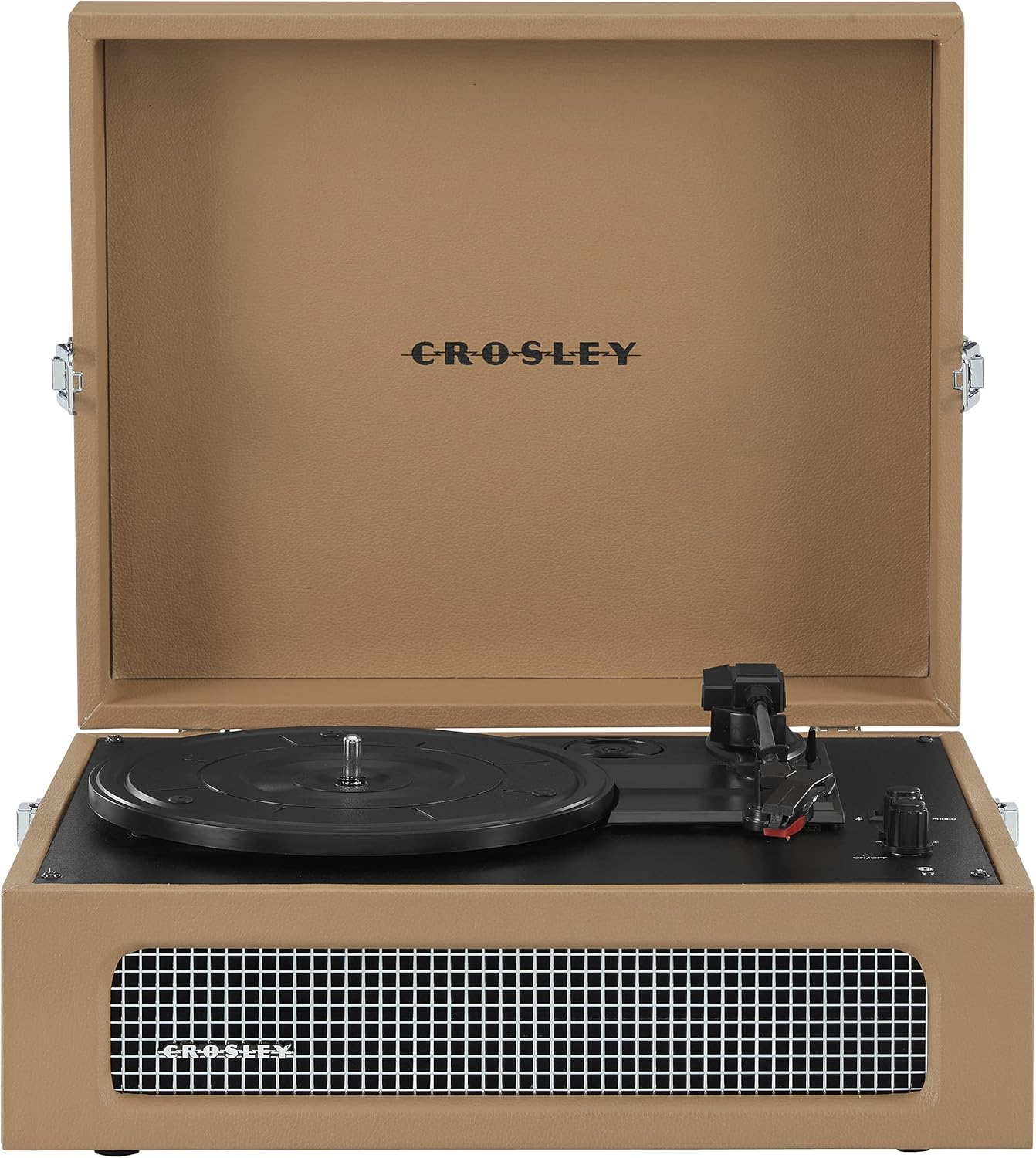 Crosley CR8017B-TA Voyager Vintage Portable Vinyl Record Player Turntable with Bluetooth in/Out and Built-in Speakers, Tan
