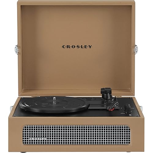 Crosley CR8017B-TA Voyager Vintage Portable Vinyl Record Player Turntable with Bluetooth in/Out and Built-in Speakers, Tan