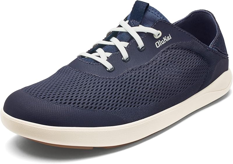 Náuticos Moku Pae OluKai para hombre, calzado acolchado para cubierta y muelle | Comodidad acolchada durante todo el día, puntera espaciosa, corre grande, talla 1/2 a completa, malla de secado rápido, apta para el agua y sin medias