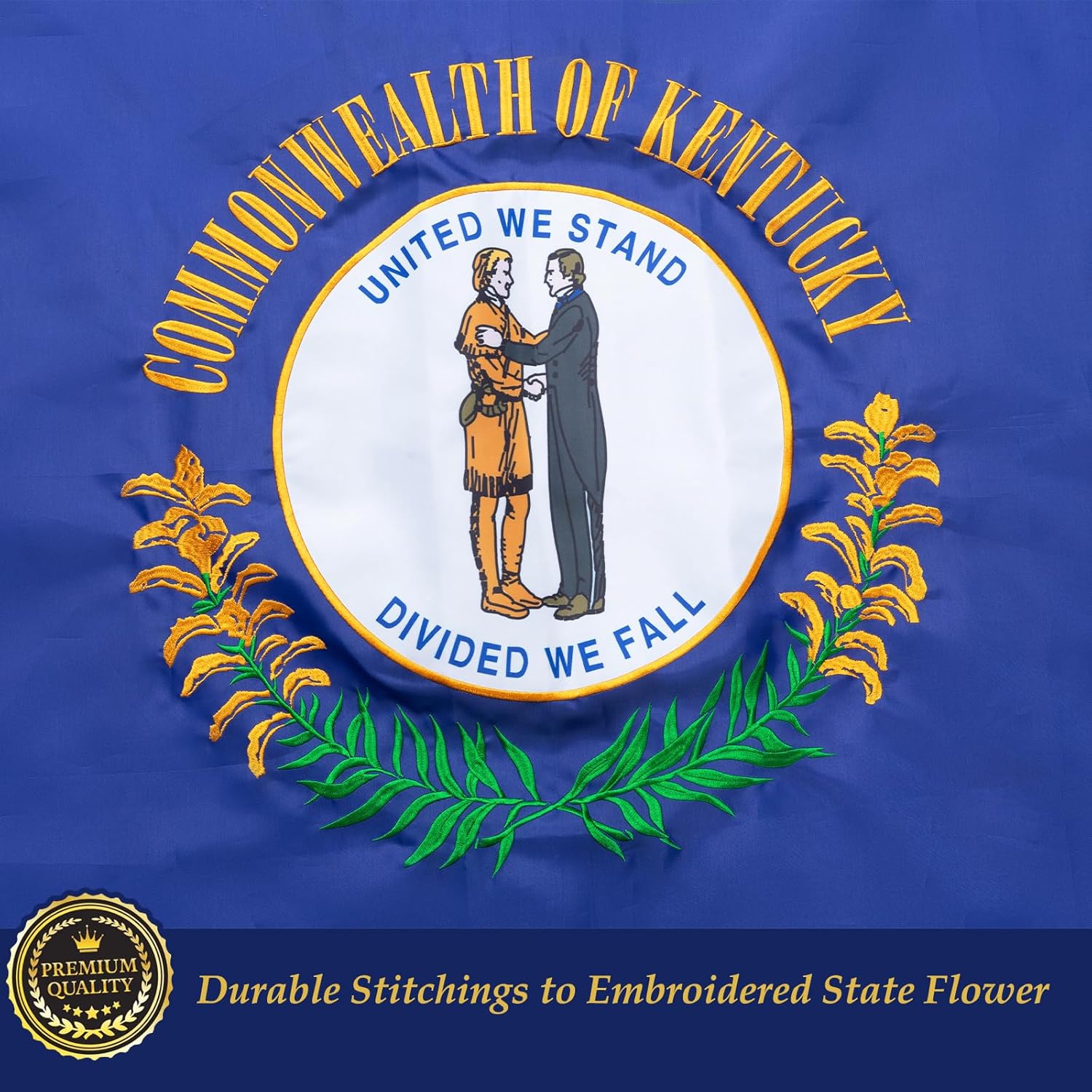 TOPFLAGS Kentucky Flag 3x5 Outdoor KY State Flags Embroidered Flag Double Side Heavy Duty Sewn Stripes with 2 Brass Grommets - Image 2