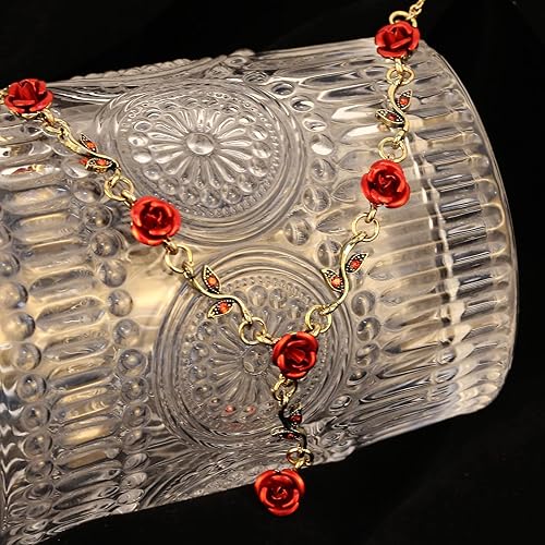 Miniatura 6 de Irregular Red Rose Necklace for Women Flower Necklace Vintage Jewelry Fashion Valentine's Day Jewelry 19.29 inches