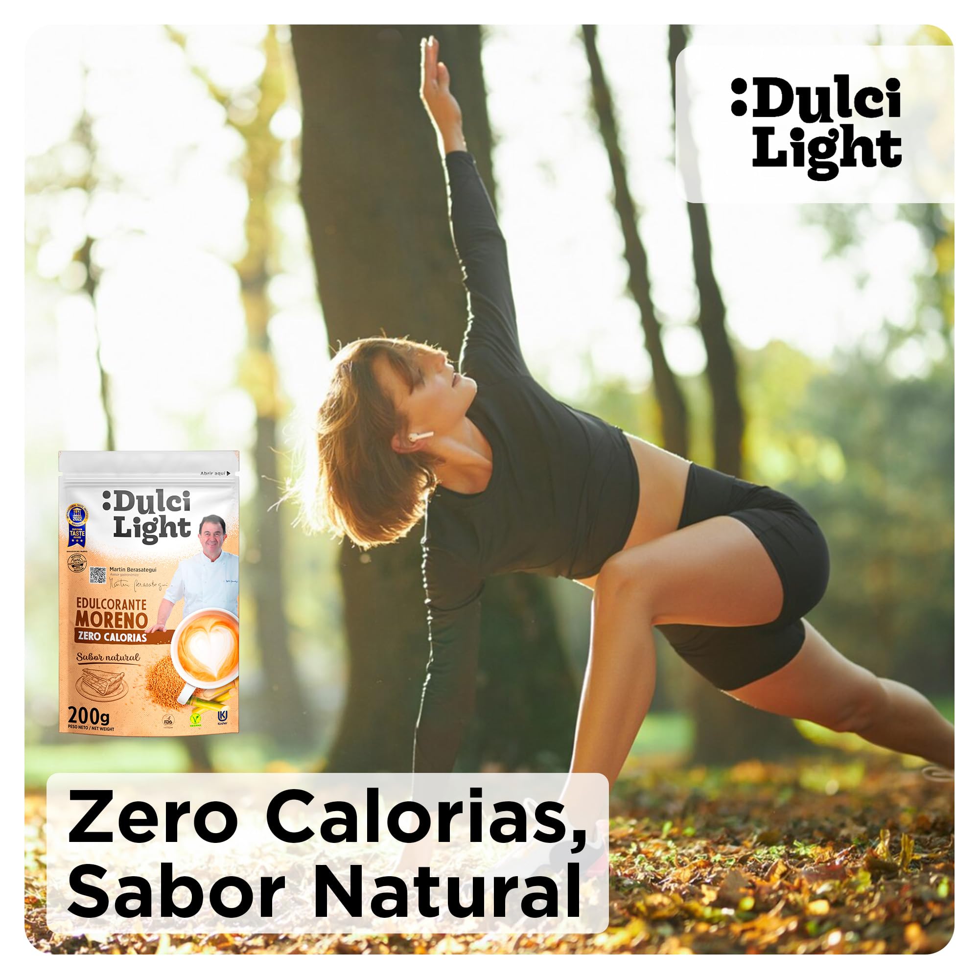 Dulcilight Edulcorante Moreno Zero Doypack 200 gr |Sustituto del azucar Moreno Sabor Natural | 200 gr = 2kg Azúcar |Granulado con Fibra Vegetal | keto | No OMG | edulcorante a Granel