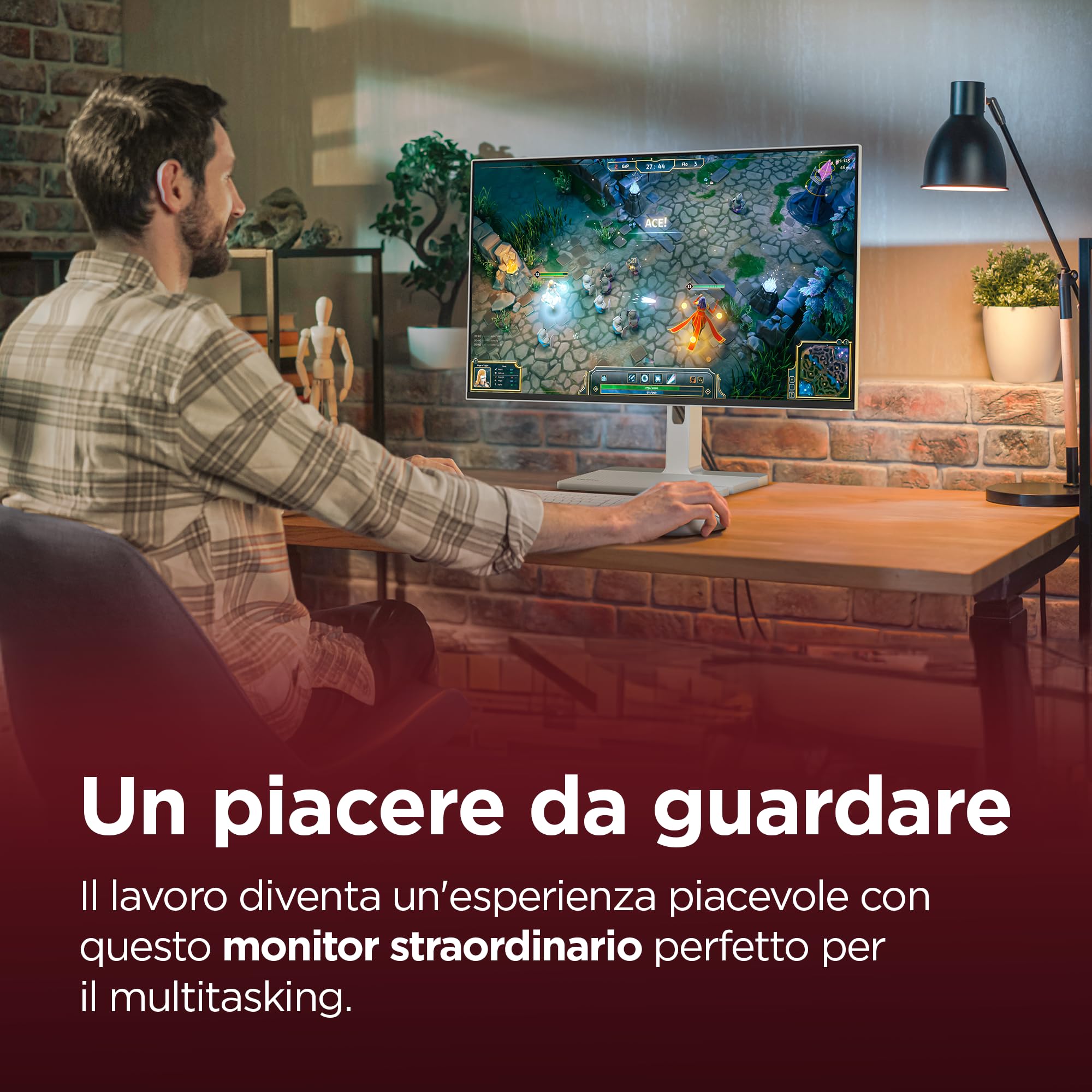 Lenovo L27h-4A Monitor 27" QHD (2560 x 1440), IPS, 1ms MPRT, 100Hz, Regolabile, Porte HDMI 2.1 + DisplayPort 1.4 + USB-C, Cavo USB tipo C incluso - Cloud Grey