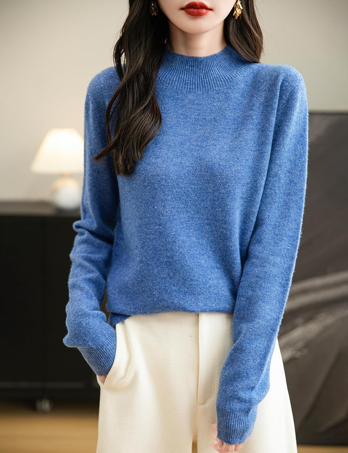 Chanyarn Women's 100% Merino Wool Seamless Sweater Mock Neck First-Line Ready to Wear Long Sleeve Knitted Pullover Tops - Image 2