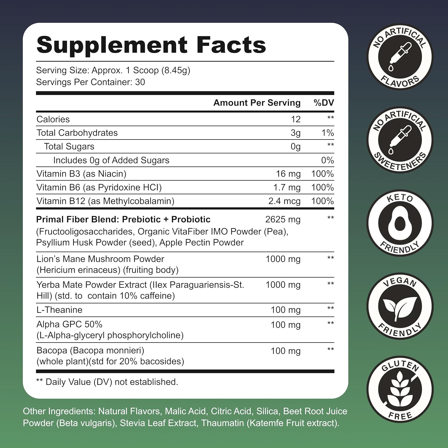 Yerba Mate Instant Tea Powder – Zero Sugar Drink with Nootropics, Prebiotics & Probiotics for Clean Energy & Focus – Coffee Alternative for Mental Clarity & Gut Health Support - Strawberry Kiwi, 30 Servings