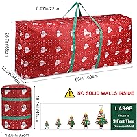 Vista 2 de YikuStyle Bolsa de almacenamiento para árbol de Navidad para árbol desmontado de hasta 9 pies bolsas grandes para árbol artificial de Navidad