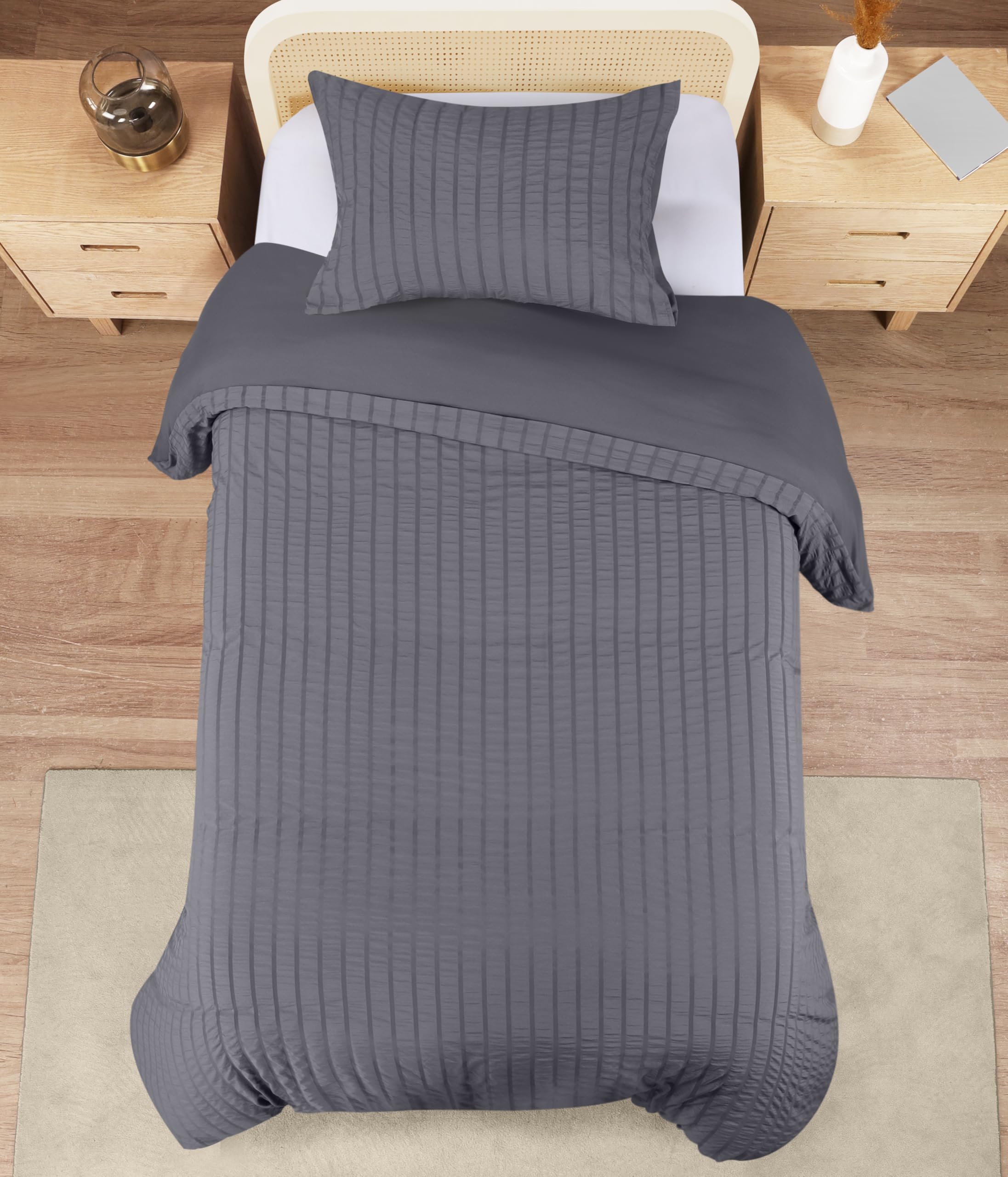 Utopia Bedding Ruffle Duvet Cover - Pack of 10 - Single Duvet Cover Set with Pillowcase - Soft Microfibre Polyester Ruffle Bedding (Grey)