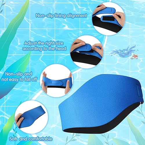 Miniatura 3 de 3 piezas de diadema de natación impermeable banda elástica de protección para los oídos para nadadores adultos hombres mujeres y niños tapones