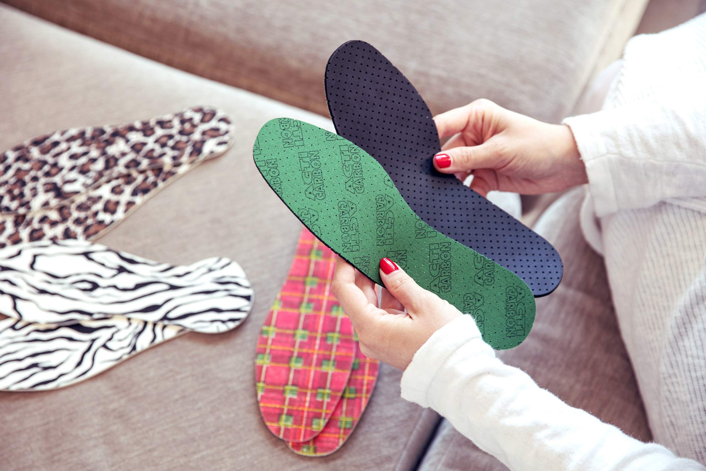 Plantillas Zapatos Carbón Activado, Paquete de 6 Pares Unisex, Absorción de Olores, Kaps 42 EUR Verde
