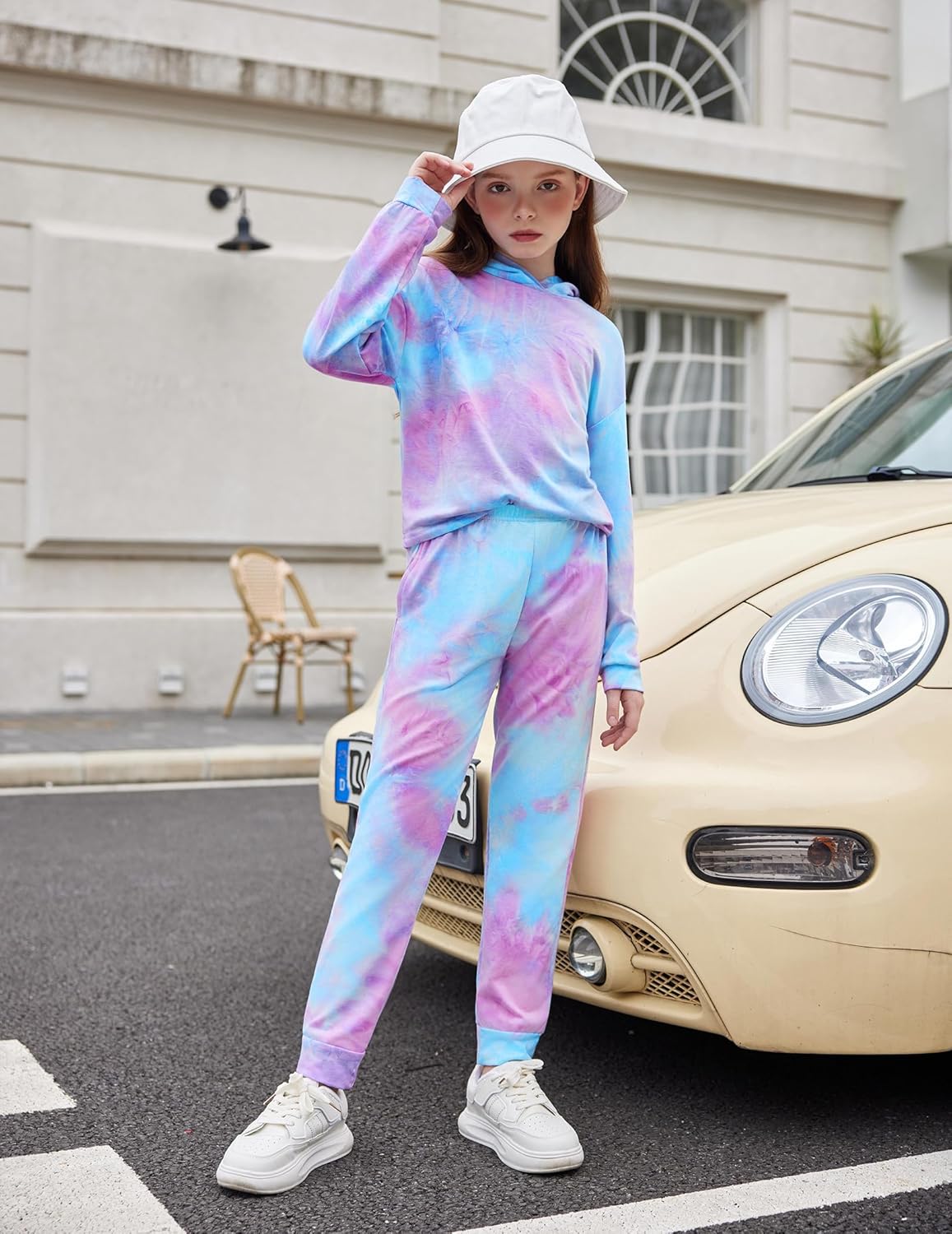 Flypigs Girls 2 Piece Outfits Tie Dye Tracksuits Pullover Sweatshirts and Sweatpants with Pockets Casual Sweatsuits Sets - Image 4