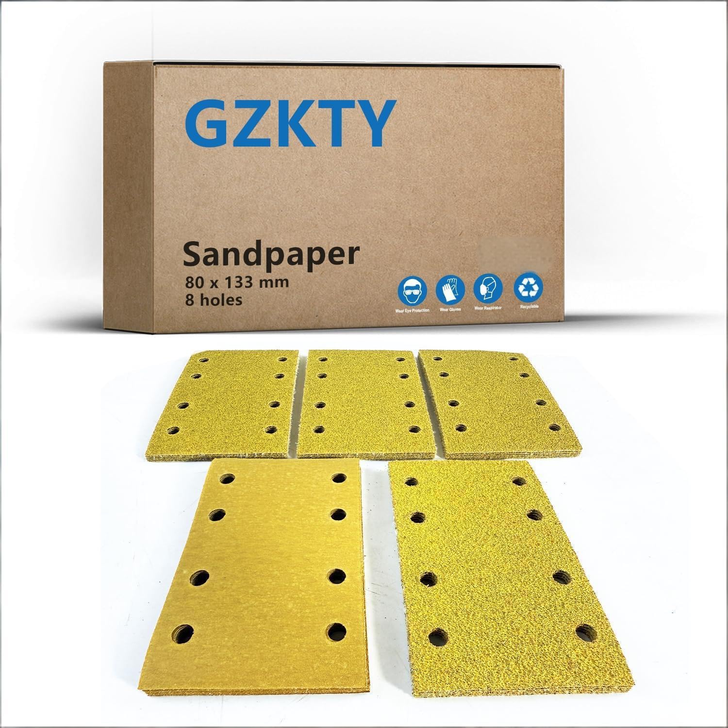 Zestaw papieru ściernego na rzep, 105 arkuszy, 80 x 133 mm, 7 ziarnistości 40/60/80/120/180/240/320, do szlifierek oscylacyjnych