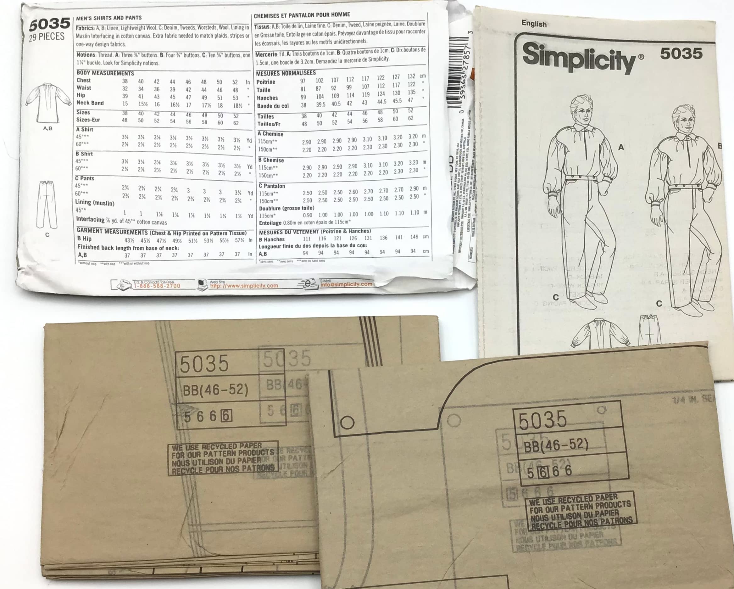 Amazon.com: Simplicity Pattern 5035 Men's 1800's Fashion Historian