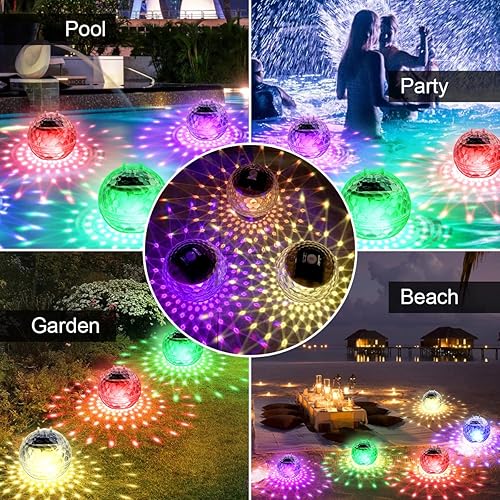 Miniatura 6 de Luces flotantes para piscina, luces solares para piscina con cambio de color RGB luces impermeables para piscina por la noche, luces LED colgantes