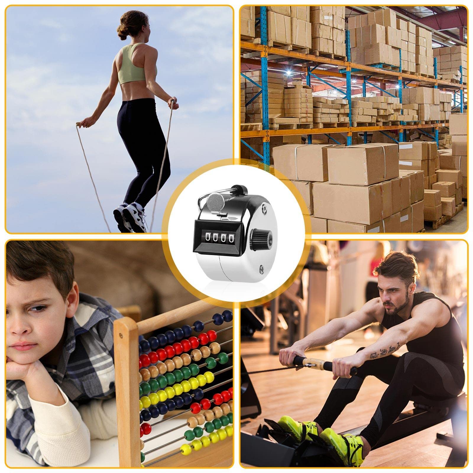 Leikurvo 8 contatori manuali: contatore in metallo, contatore a 4 cifre per contatore di persone, contatore quantità, contatore di tondo, contatore di dito, golf e serie, sport, scuola, argento