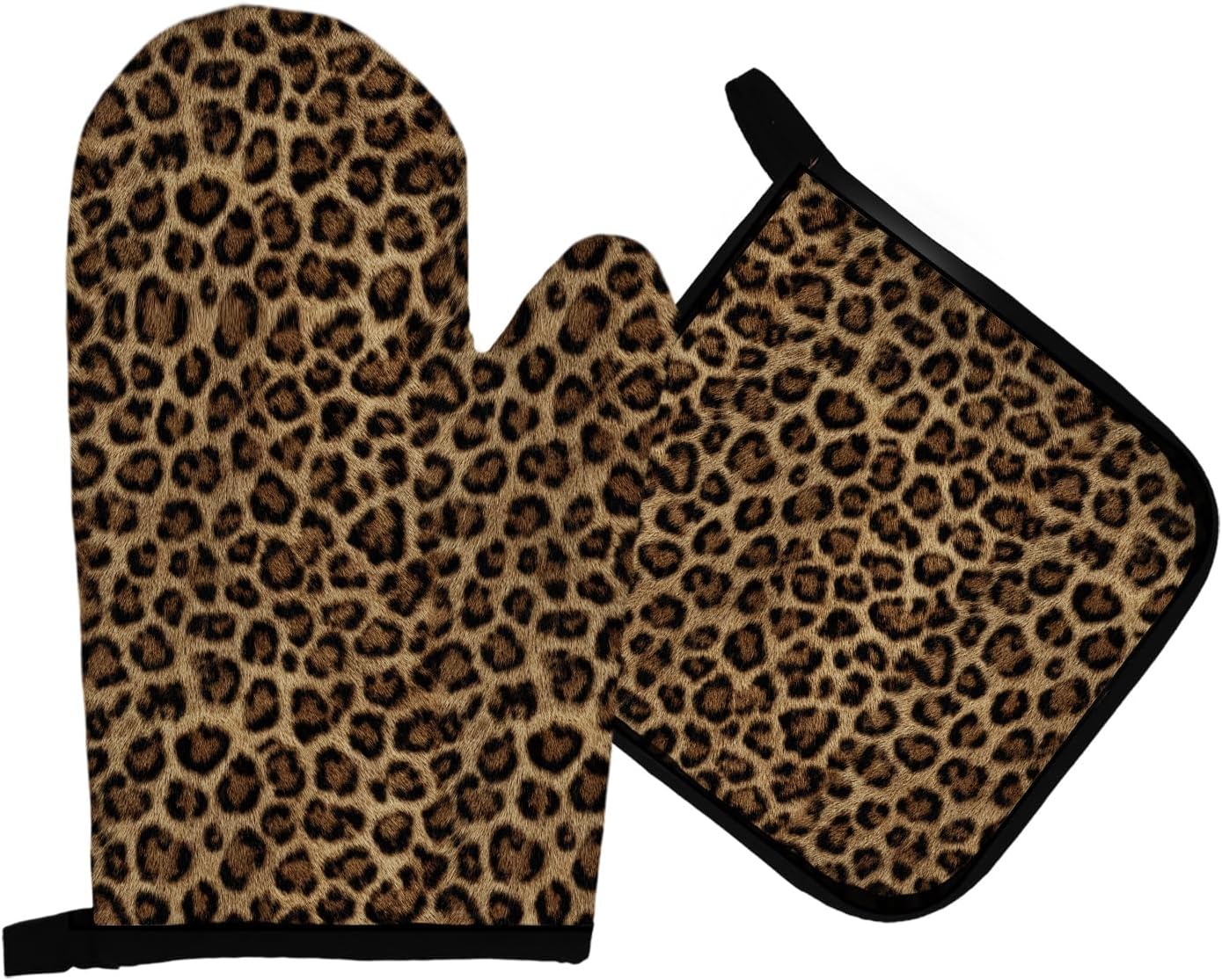 Leopard Print Oven Mitts and Pot Holders Sets, Cheetah Print Oven Mitts, Leopard Gifts for Women Over Mittens for Kitchen Decor, Cheetah Over Gloves Gifts