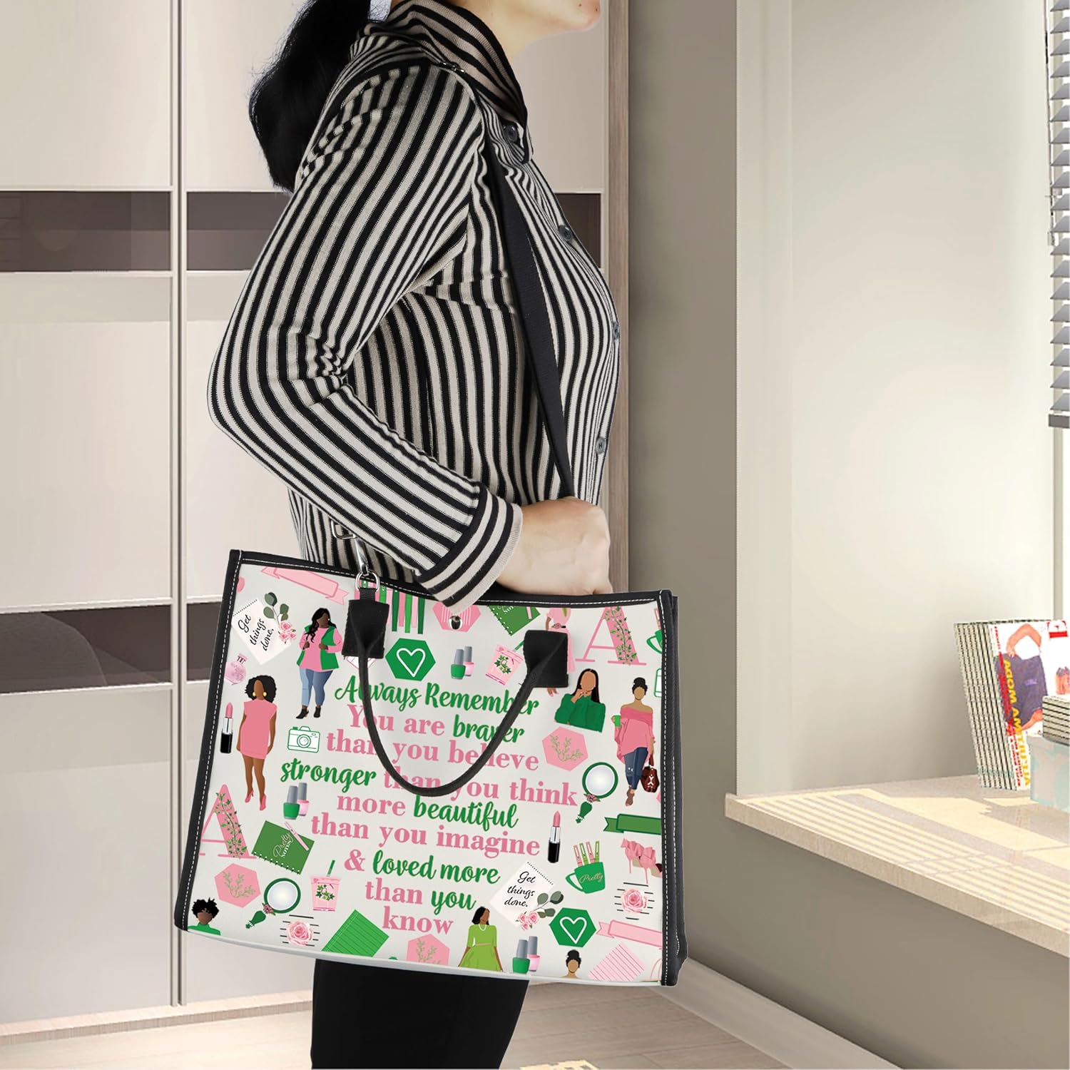 LEVLO Sorority Make up Bag Greek Sorority Gift You Are Braver Stronger Smarter Than You Think Makeup Zipper Pouch Bag (AK LT) - Image 6