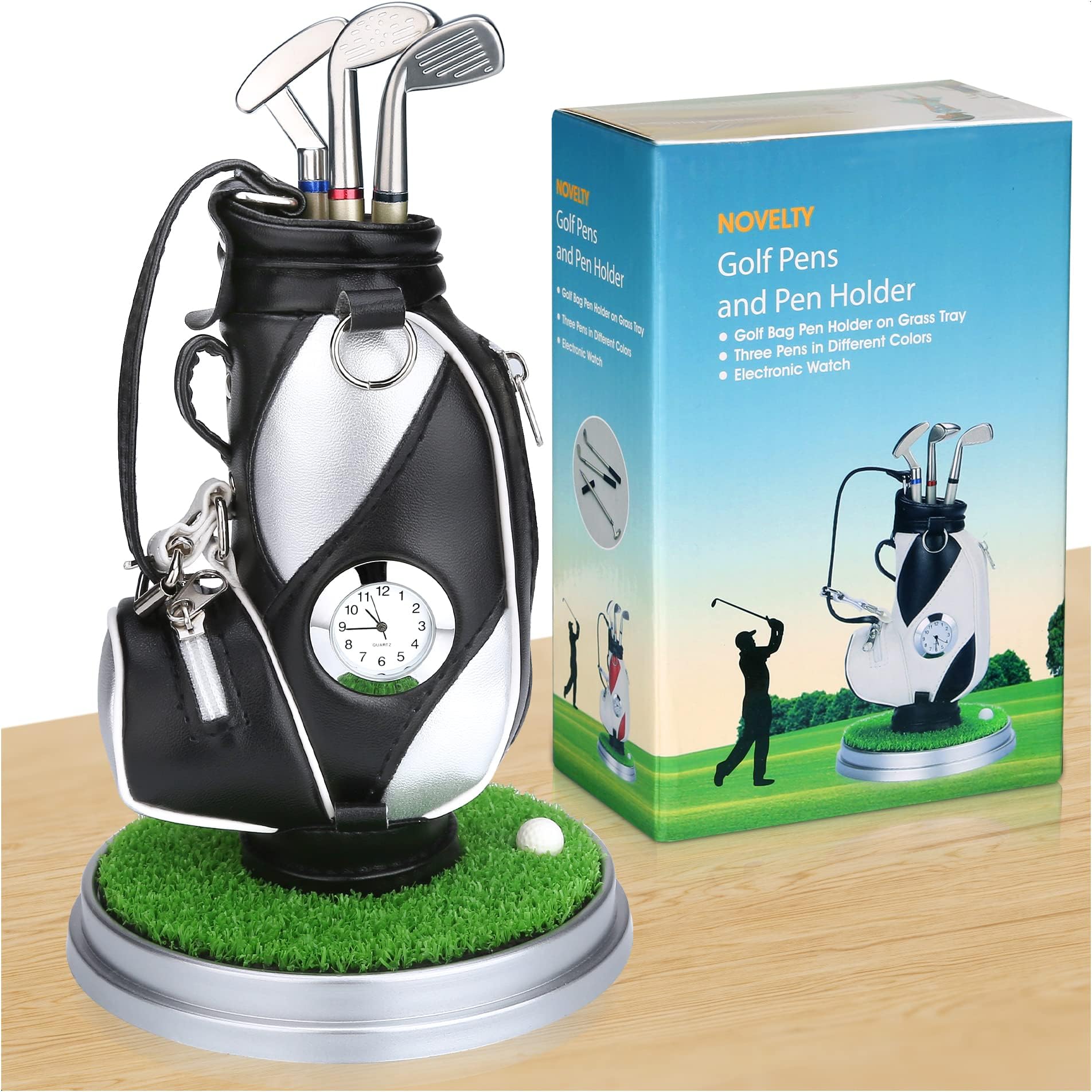 10L0L Golf Pen Holder with 3 Golf Club Pens - Unique Gift for Golf Fans and Colleagues