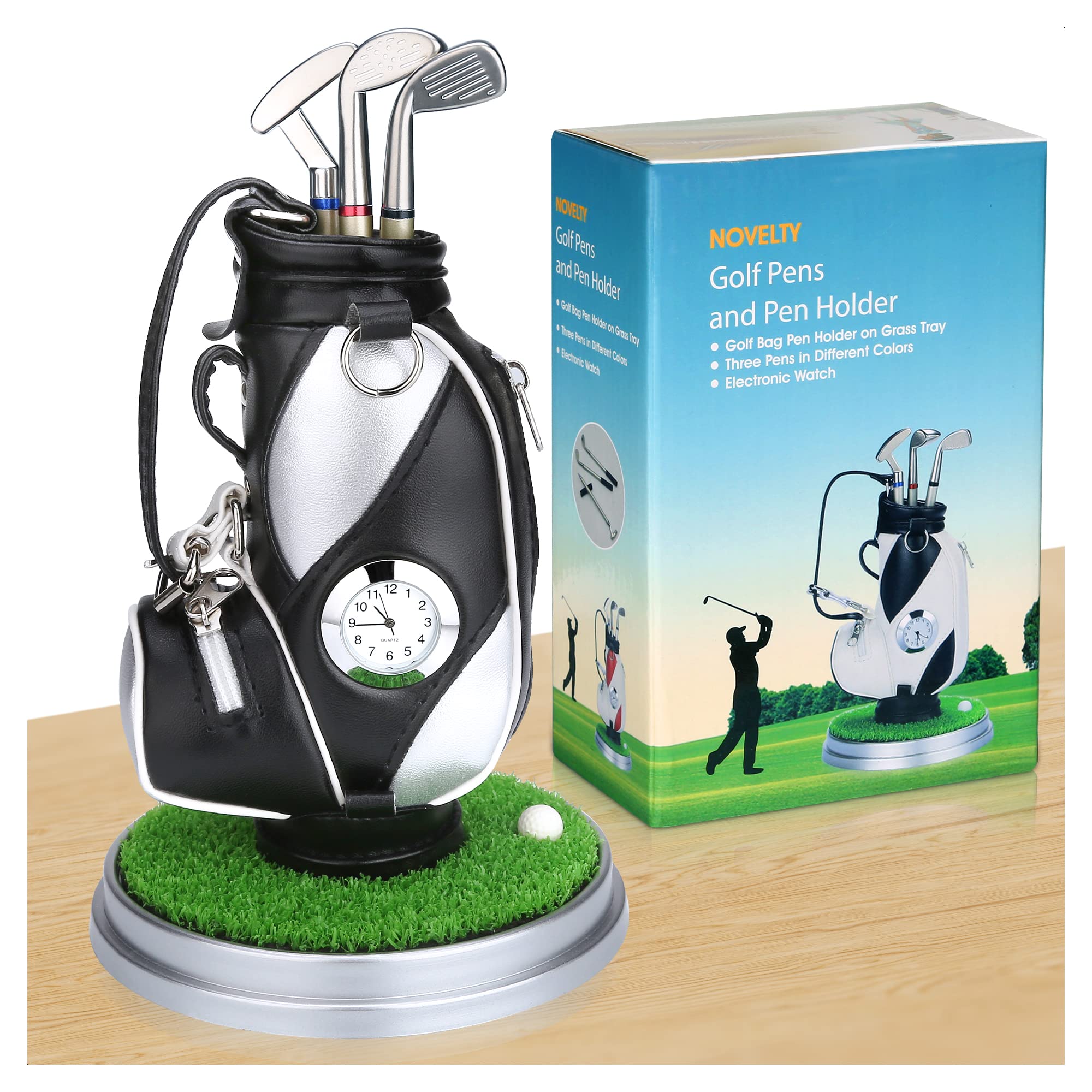 10L0L Golf Pen Holder with 3 Golf Club Pens - Unique Gift for Golf Fans and Colleagues