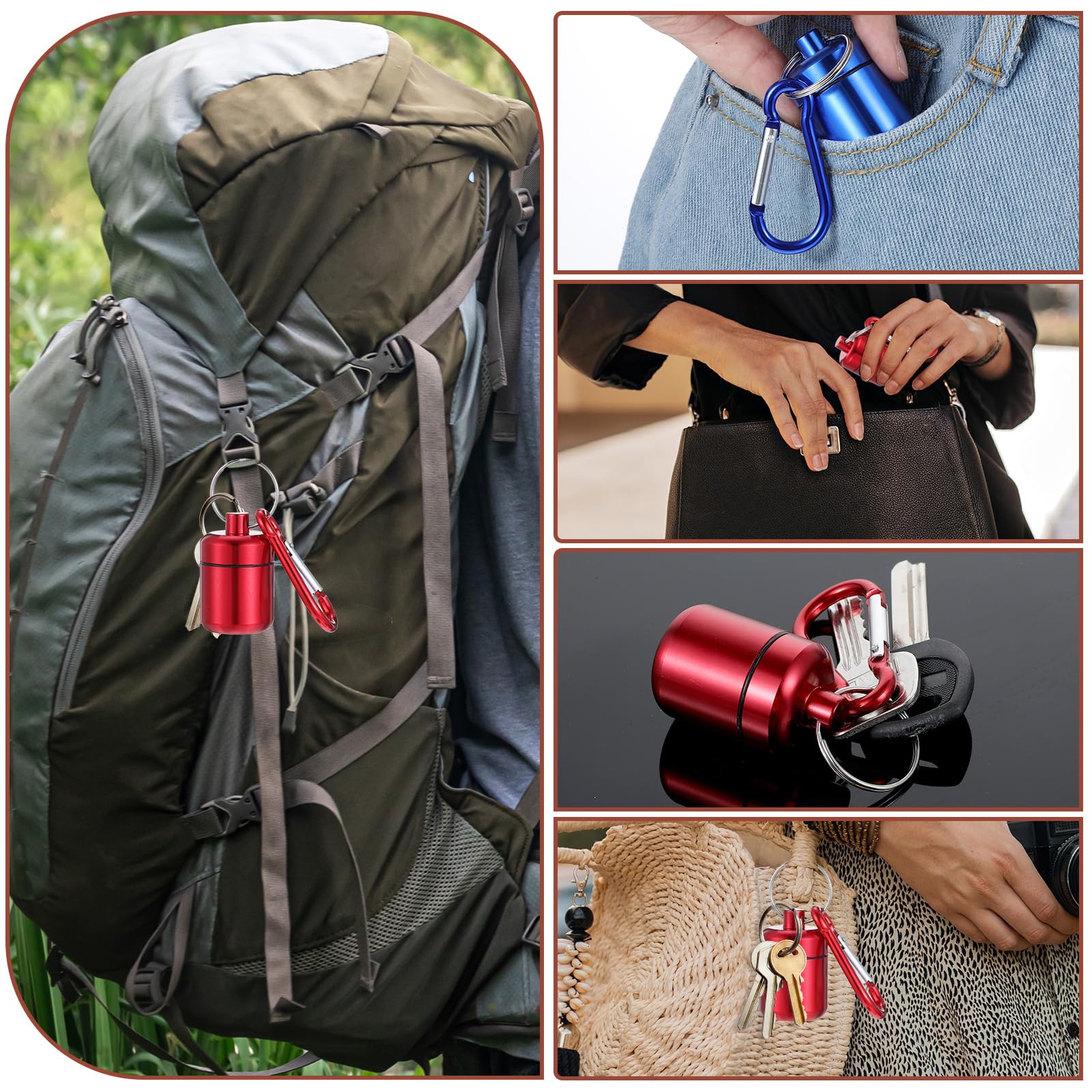 2 sztuki mini kasetka na tabletki z brelokiem, Φ 2,96 cm, wodoodporne, przenośna metalowa kasetka na tabletki, mini etui z brelokiem, pudełko na leki do przechowywania, kasetki